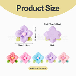 20 個の不透明な樹脂カボション  花  ミックスカラー  29x28.5x7.5mm&nbsp;RESI-TADJ0001-08C