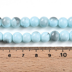 ペイントガラスビーズを焼く  ラウンド  ツートン  空色  8~8.5mm  穴：1.4mm&nbsp;X1-DGLA-N013-8mm-03