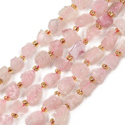未加工の天然マダガスカル産ローズクォーツビーズの連  ナゲット  シードビーズで  5~18x5~12x4~8mm  穴：1mm  約30~45個/連  15.55''（39.5cm）〜15.94''（40.5cm）&nbsp;G-D101-A14