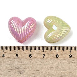 UVメッキ不透明アクリルビーズ  虹色の  ハート  ミックスカラー  20x21x10.5mm  穴：1.8mm&nbsp;MACR-L007-03B