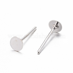 925 Sterling Silver Round Flat Pad Stud Earring Findings&nbsp;STER-T002-200S