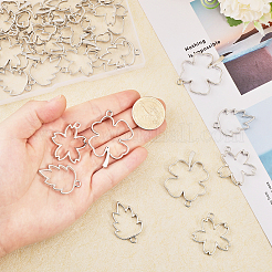 30個3スタイルアロイペンダント  混合図形  プラチナ  31.5~44x23.5~33.5~3.5mm  穴：3mm  10個/スタイル&nbsp;FIND-CA0008-79
