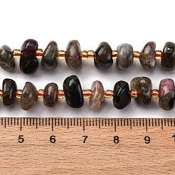 天然石トルマリンビーズ連売り  別々のビーズが付いたナゲット  10x8x5mm  穴：0.8mm  約57個/連  15.55''（39.5センチメートル）&nbsp;G-RM250109-A4