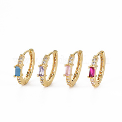 Brass Micro Pave Cubic Zirconia Huggie Hoop Earrings&nbsp;EJEW-Q023-006-NR