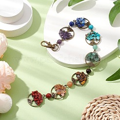 Chakra Natural Amethyst & Lapis Lazuli & Red Aventurine & Green Aventurine & Tiger Eye & Red Jasper & Synthetic Turquoise Home Hanging Decorations&nbsp;HJEW-JM02339