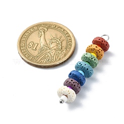 Chakra Natural Lava Rock Dyed Flat Round Pendants&nbsp;PALLOY-JF02528-02