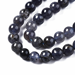 天然アイオライト/コーディエライト/ダイクロアイトビーズ連売り  ラウンド  8mm  穴：1mm  約46個/連  15.35インチ（39cm）&nbsp;G-S376-005B