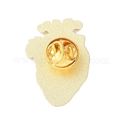 ハートのエナメルピン  バックパック用合金ラペルピンバック  ゴールドカラー  カラフル  30.5x21mm&nbsp;JEWB-D309-01B-G