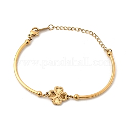 女性用304ステンレススチールリンクブレスレット  クローバー  ゴールドカラー  内径：1.69インチ（4.3cm）&nbsp;LS-BJEW-D407-02G