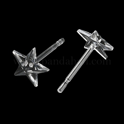 樹脂スタッドピアスパーツ  スター  透明  6.5x7mm  ピン：0.8mm&nbsp;X1-FIND-H046-11