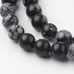 Natural Snowflake Obsidian Bead Strands&nbsp;G-G735-72-8mm