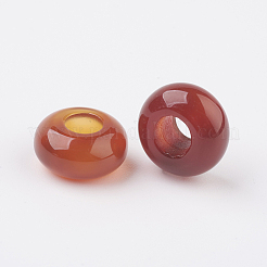 天然カーネリアンヨーロピアンビーズ  大穴ビーズ  ロンデル  14x7~8mm  穴：6mm&nbsp;X-G-G740-14x8mm-15