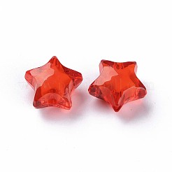 透明なアクリルビーズ  二層ビーズ  多面カット  スター  レッド  14x15x8.5mm  穴：2mm  約518個/500g&nbsp;TACR-S152-02A-712