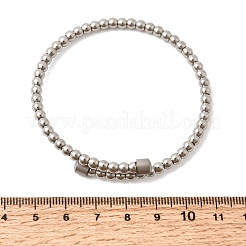 304ステンレススチール製ラウンドビーズバングル（女性用）  プラチナ  内径：2.32インチ（5.9cm）&nbsp;BJEW-D436-01P