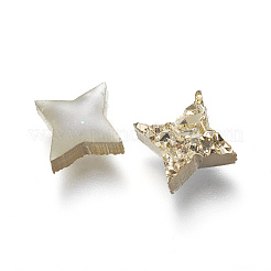 イミテーションドゥルージー天然石樹脂ビーズ  スター  ゴールド  8.5x8.5x3.3~4mm  穴：1.2mm&nbsp;RESI-L026-H03