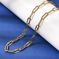 3.5mm ユニセックス 304ステンレススチール製 テクスチャード加工ペーパークリップチェーンネックレス  ゴールドカラー  16.73インチ（42.5cm）&nbsp;NJEW-P356-01G