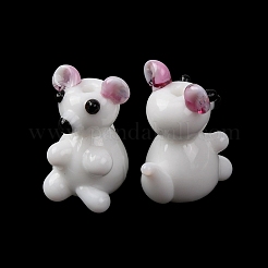 手作りランプワークビーズ  クマ  雪  17~19x10~11x11~12.5mm  穴：1.8~2.3mm&nbsp;LAMP-I024-34