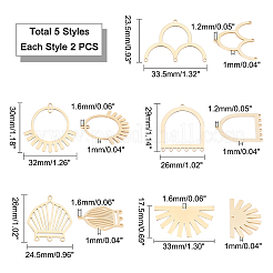 10個 5スタイル 201ステンレススチールペンダント  レーザー切断  混合図形  18KGP本金メッキ  2個/スタイル&nbsp;STAS-UN0020-96G