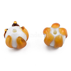 手作りランプワークビーズ連売り  花  ゴールデンロッド  12x12~12.5x10mm  穴：1.2~1.6mm  約45個/連  16.93インチ〜17.32インチ（43~44cm）&nbsp;LAMP-N021-44C