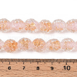 手作りランプワークビーズ  金箔ガラスビーズ  バレル  ミスティローズ  10~11x9~10mm  穴：1.5mm  約50個/連  19.69''（50センチメートル）&nbsp;FOIL-T007-03C