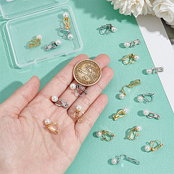 20Pcs 2 Colors 304 Stainless Steel Clip-on Earring Findings with Imitation Pearl Plastic Beaded&nbsp;STAS-UN0054-72