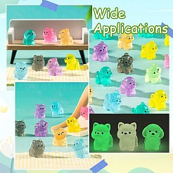 40個 8色 光る犬ミニチュアオーナメント  マイクロランドスケープホームドールハウスアクセサリー  小道具の装飾のふりをする  暗闇で光る  ミックスカラー  15x19x19mm  5個/カラー&nbsp;DJEW-CJZ0001-004