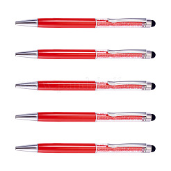 プラスチックボールペン5本  クリスタル入り  レッド  146x13x9.5mm&nbsp;AJEW-BT0001-14A
