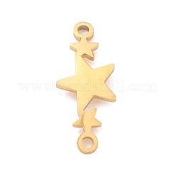 304ステンレススチールリンクコネクター  レーザー切断  連続して3つ星  ゴールドカラー  10x24x1mm  穴：1mm&nbsp;STAS-N094-17G