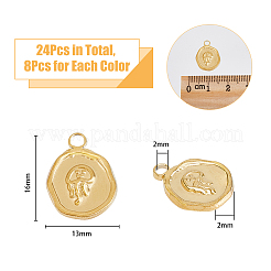 24Pcs 3 Colors 201 Stainless Steel Pendants Ion Plating(IP)&nbsp;STAS-DC0013-50