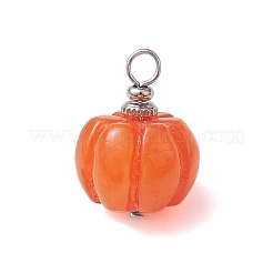 不透明樹脂の野菜ペンダント  304ステンレススチールループ付き秋のカボチャチャーム  オレンジ  19x13x13mm  穴：3mm&nbsp;PALLOY-JF02766-01