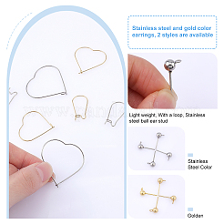 12Pcs 304 Stainless Steel Ball Stud Earring Post & 24Pcs Hoop Earring Findings&nbsp;DIY-UN0002-86