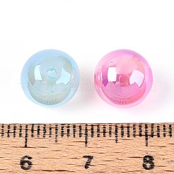 Uvメッキ樹脂ビーズ  模造キャットアイビーズ  虹色の  ラウンド  ミックスカラー  10mm  穴：1.5mm&nbsp;RESI-ZX018-10mm-23