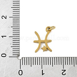 316lサージカルステンレスペンダント  星座チャーム  丸カン付き  ゴールドカラー  魚座  12.5x8.5x1.5mm  穴：2.5mm&nbsp;STAS-U058-01G-12