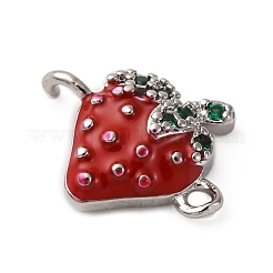 Brass Micro Pave Green Cubic Zirconia Fruit Connector Charms&nbsp;KK-I276-15P-A01