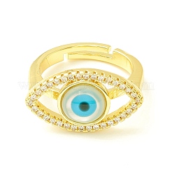 Clear Cubic Zirconia Evil Eye Adjustable Ring&nbsp;ZIRC-P096-04G