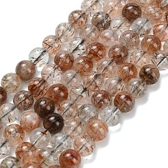 天然ブラックゴールドルチルクォーツビーズ連売り  ラウンド  ラウンド  6~7mm  穴：0.8mm  約62個/連  15.35インチ（39cm）&nbsp;G-L642-B09-6mm