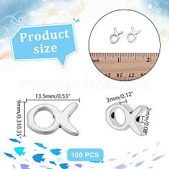 イースターテーマのチベット風ビーズフレーム100個  イエス・キリストの魚/キリスト教のichthys ichthus  アンティークシルバー  13.5x9x3mm  穴：2mm&nbsp;TIBEB-HY0001-12AS