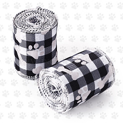 ポリエステルリボン  犬の足跡模様  ブラック  2-1/2インチ（62mm）  5ヤード/ロール&nbsp;OCOR-TAC0034-20A