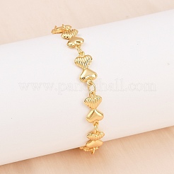 304 Stainless Steel Heart Link Chain Bracelets for Valentine's Day Gift&nbsp;BJEW-D359-17C-G