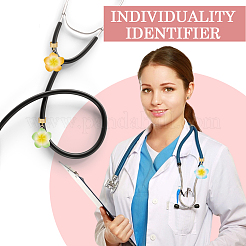 12Pcs 6 Colors Flower Resin Stethoscope Pendant Decorations&nbsp;HJEW-SP0001-55