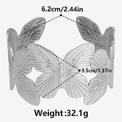 女性用バタフライ 304 ステンレススチール カフ バングル  ステンレス鋼色  内径：2-1/2インチ（6.2cm）&nbsp;HQ8416-1