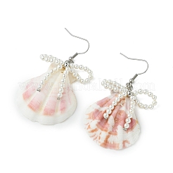Natural Scallop Shell Dangle Earrings&nbsp;EJEW-TA00813
