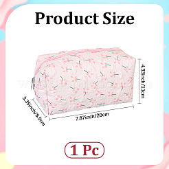 ポリエステルウォレット1個  化粧ポーチ  ジッパー付き  長方形  花  ピンク  200x85x110mm&nbsp;ABAG-DJ0001-14D
