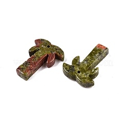 天然ユナカイトココナッツツリーペンダント  ヤシの木のチャーム  27~28x19~22x5~6mm  穴：1.2~1.5mm&nbsp;G-N342-02B
