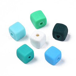 手作り樹脂粘土ビーズ連売り  キューブ  ライトシーグリーン  6~6.5x6~6.5x6~6.5mm  穴：1.4mm  約61個/連  15.75インチ〜15.94インチ（40.5cm）&nbsp;CLAY-N008-060-03