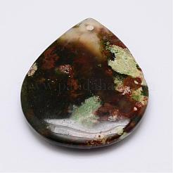 天然石ペンダント  ティアドロップ  44~53x34~42x5~9mm  穴：1.5~2.5mm&nbsp;G-G647-13