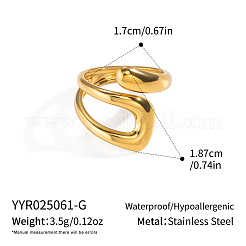 女性用、不規則な形状の304ステンレススチール製オープンリングカフ  18KGP本金メッキ  18.7mm  内径：17mm&nbsp;TO5152
