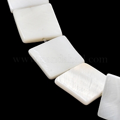 天然淡水シェルビーズ連売り  正方形  貝殻色  14.5~15.5x14.5~15.5x3mm  穴：0.5mm  約26個/連  15.35~15.47''（39~39.3センチメートル）&nbsp;SHEL-A006-10B