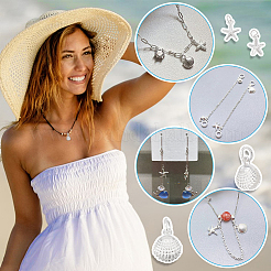 Starfish/Shell Shape 925 Sterling Silver Sea Animal Charms&nbsp;STER-PH0002-31