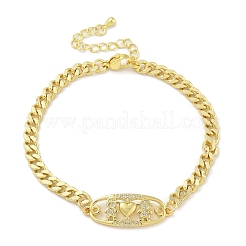 Brass Micro Pave Cubic Zirconia Link Bracelets&nbsp;LS-BJEW-S158-13G-A
